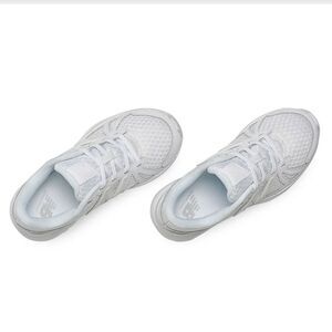 New Balance White Silver Shimmer Girls Athletic Sneakers